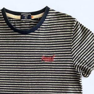 Superdry & Co Navy and gray Striped Premium Tee 100% Organic Cotton
